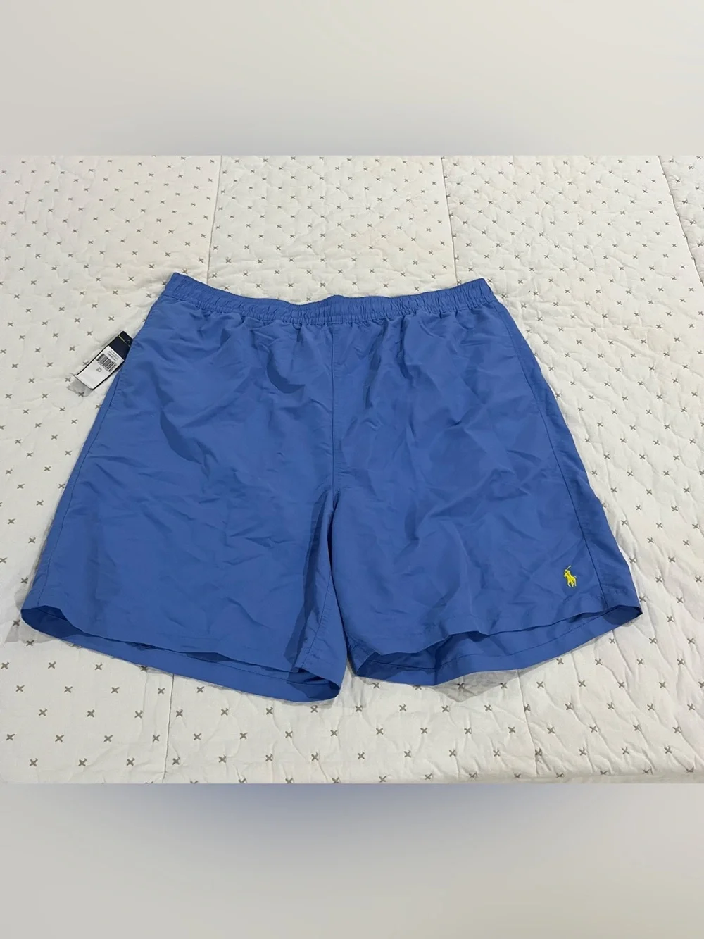 Polo by Ralph Lauren Yellow-Trim Blue Lined Swim Shorts